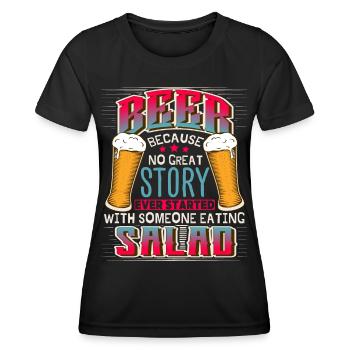 Bier, Lustiger Spruch, Witz für Biertrinker - Frauen Funktions-T-Shirt - Schwarz - Vorne - AI Model Female 172 light (172cm)