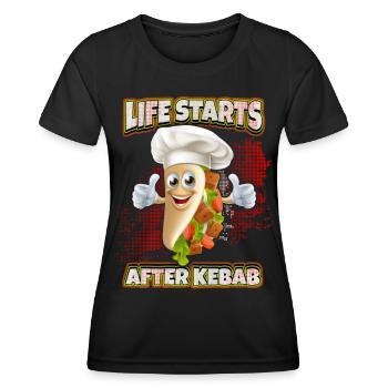 Kebab Chef, Funny Kebab Saying, Döner Kebap - Women's Functional T-Shirt - black - Front - AI Model Female 172 light (172cm)