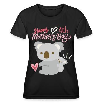 Bonne fête des mères, Koala avec bébé, 4ème fête des mères - T-shirt sport Femme - noir - Devant - AI Model Female 172 light (172cm)