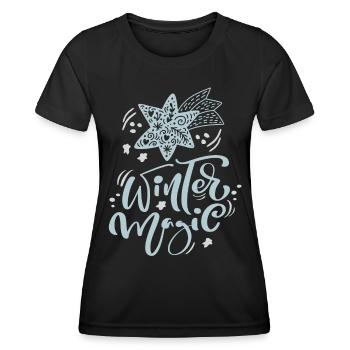 Winter Design, Winter Magic Winter Motiv mit Stern - Frauen Funktions-T-Shirt - Schwarz - Vorne - AI Model Female 172 light (172cm)