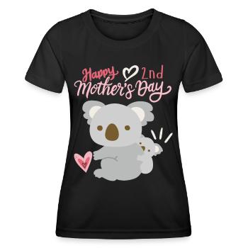 Bonne fête des mères, koala avec bébé, 2ème fête des mères - T-shirt sport Femme - noir - Devant - AI Model Female 172 light (172cm)