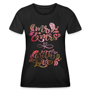 Mr & Mrs, Love-Love, Wedding, Wedding Typography - Women's Functional T-Shirt - black - Front - AI Model Female 172 light (172cm)