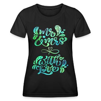 Mr & Mrs, Love-Love, Wedding, Wedding Typography - Women's Functional T-Shirt - black - Front - AI Model Female 172 light (172cm)