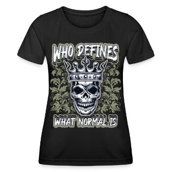 Lachender Totenkopf, Totenschädel, Biker Motiv - Frauen Funktions-T-Shirt - Schwarz - Vorne - AI Model Female 172 light (172cm)