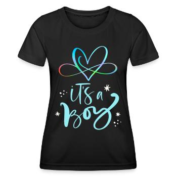 Bébé-garçon, disant que c’est un garçon, grossesse - T-shirt sport Femme - noir - Devant - AI Model Female 172 light (172cm)