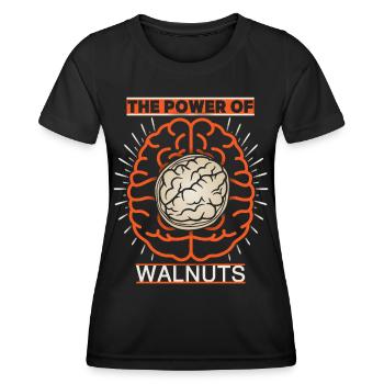 Walnuts, brain, brain food funny saying - Women's Functional T-Shirt - black - Front - AI Model Female 172 light (172cm)