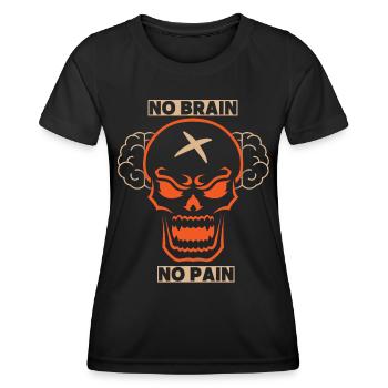 Skull, Skull, Brain, Brain funny saying - Women's Functional T-Shirt - black - Front - AI Model Female 172 light (172cm)