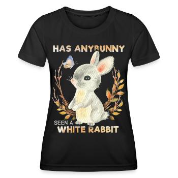 Drôle de lapin, dicton de lapin, jeu de mots, lapin blanc - T-shirt sport Femme - noir - Devant - AI Model Female 172 light (172cm)