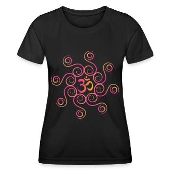 Om-Symbol Om-Zeichen Om-Mantra Yoga-Yogi-Mandala - Frauen Funktions-T-Shirt - Schwarz - Vorne - AI Model Female 172 light (172cm)