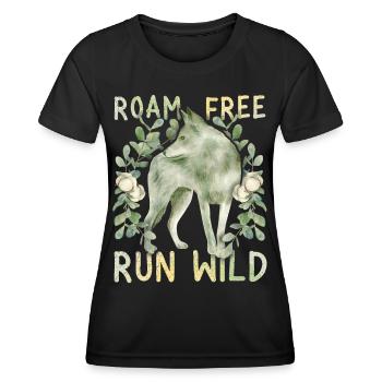 Grauer-Wolf Canis Lupus Positive-Movitation Spruch - Frauen Funktions-T-Shirt - Schwarz - Vorne - AI Model Female 172 light (172cm)