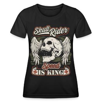 Biker skull with angel wings for motorcyclists - Women's Functional T-Shirt - black - Front - AI Model Female 172 light (172cm)