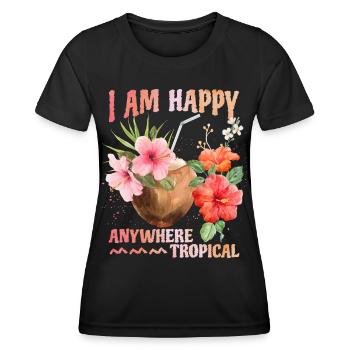 Cocktail de noix de , Hibiscus, Tropiques, Mers du Sud, Dicton - T-shirt sport Femme - noir - Devant - AI Model Female 172 light (172cm)