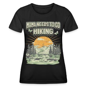 Maman Doit Faire De La Randonnée, Dire Vintage Montagnes, Randonnée - T-shirt sport Femme - noir - Devant - AI Model Female 172 light (172cm)