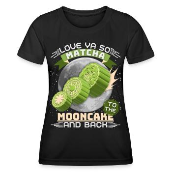 Matcha Mooncakes, Matcha Tea, Funny Saying, Pun - Women's Functional T-Shirt - black - Front - AI Model Female 172 light (172cm)