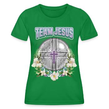 Jesus Christ Saying Vintage Orchids Team Jesus - Women's Functional T-Shirt - kelly green - Front - AI Model Female 172 dark (172cm)