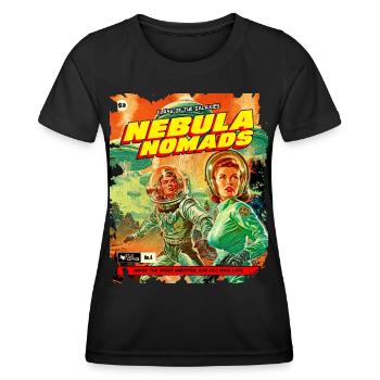 Comicstrip, 50er Jahre Comic, Nebula Nomaden - Frauen Funktions-T-Shirt - Schwarz - Vorne - AI Model Female 172 light (172cm)