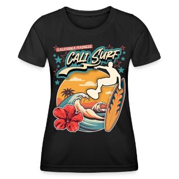 Surfeur californien, surf, planche de surf Vintage - T-shirt sport Femme - noir - Devant - AI Model Female 172 light (172cm)