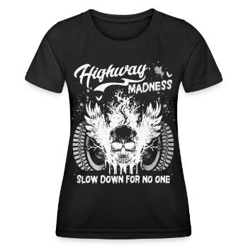 Crâne, Crâne De Course, Autoroute, Motard D’autoroute - T-shirt sport Femme - noir - Devant - AI Model Female 172 light (172cm)