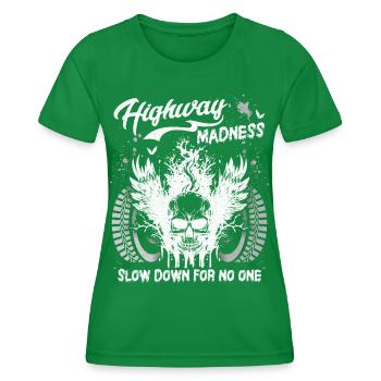 Crâne, Crâne De Course, Autoroute, Motard D’autoroute - T-shirt sport Femme - vert - Devant - AI Model Female 172 dark (172cm)