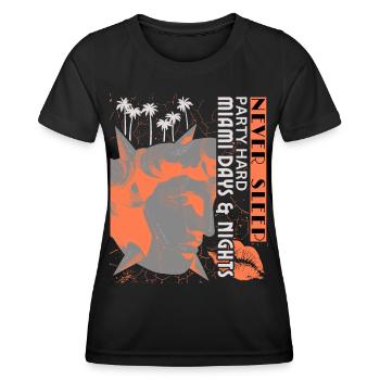 Miami Florida, Party, Art Deco Poster - Women's Functional T-Shirt - black - Front - AI Model Female 172 light (172cm)