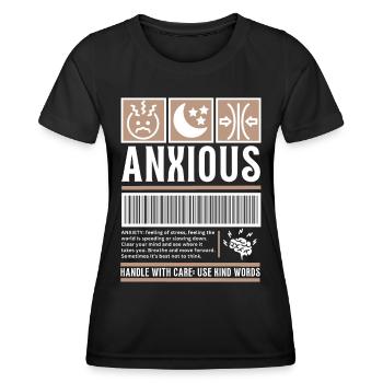 Streetwear anxieux, anxiété Vintage Fashion Label - T-shirt sport Femme - noir - Devant - AI Model Female 172 light (172cm)