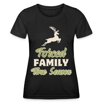 Dicton de Noël ironique, cerf sautant - T-shirt sport Femme - noir - Devant - AI Model Female 172 light (172cm)