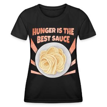Nudeln, Spaghetti, Pasta lustiger Spruch - Frauen Funktions-T-Shirt - Schwarz - Vorne - AI Model Female 172 light (172cm)