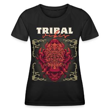 Masque de Bali Asie, divinité indonésienne Barong - T-shirt sport Femme - noir - Devant - AI Model Female 172 light (172cm)