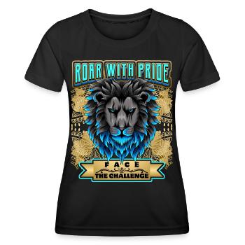 Löwe Spruch, Löwenkopf - Frauen Funktions-T-Shirt - Schwarz - Vorne - AI Model Female 172 light (172cm)