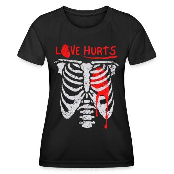 Liebeskummer, lustiges Skelett, Liebe Herz, Spruch - Frauen Funktions-T-Shirt - Schwarz - Vorne - AI Model Female 172 light (172cm)