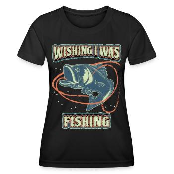 Pêche, pêche sur la rivière, dicton drôle - T-shirt sport Femme - noir - Devant - AI Model Female 172 light (172cm)