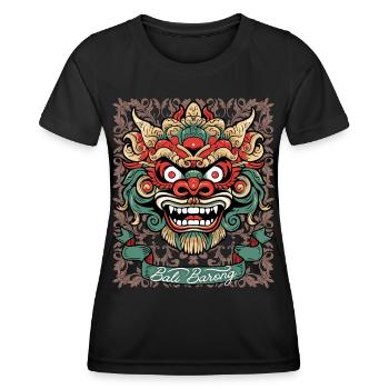 Masque d’Asie, divinité indonésienne Barong, Bali - T-shirt sport Femme - noir - Devant - AI Model Female 172 light (172cm)