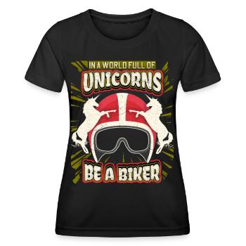 Unicorn Unicorn Funny Motorcycle Biker Saying - Women's Functional T-Shirt - black - Front - AI Model Female 172 light (172cm)