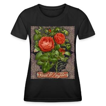 Botanische Rose, vintage Illustration Paul Neyron - Frauen Funktions-T-Shirt - Schwarz - Vorne - AI Model Female 172 light (172cm)