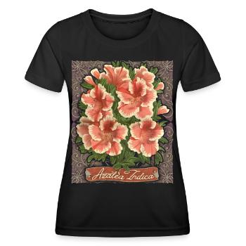 Azalea, Azalea Indica, Vintage Botanical Flowers - Women's Functional T-Shirt - black - Front - AI Model Female 172 light (172cm)