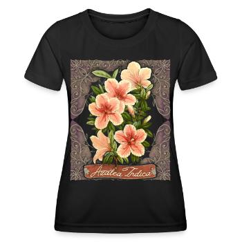 Vintage Azalea, Azalea Indica, Botanical Flowers - Women's Functional T-Shirt - black - Front - AI Model Female 172 light (172cm)