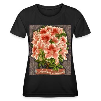 Indische Azalee, vintage-retro Azalea Indica - Frauen Funktions-T-Shirt - Schwarz - Vorne - AI Model Female 172 light (172cm)