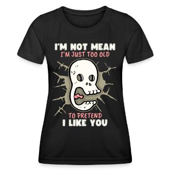 Crâne de dessin animé, disant, je ne t’aime pas - T-shirt sport Femme - noir - Devant - AI Model Female 172 light (172cm)