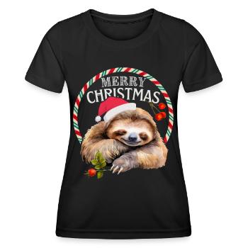 Sloth, Sloth, Merry Christmas - Women's Functional T-Shirt - black - Front - AI Model Female 172 light (172cm)