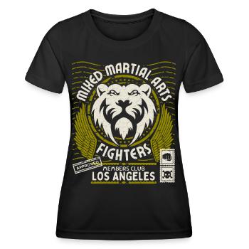 Martial Arts Logo with Lion Head, Los Angeles Fight - Women's Functional T-Shirt - black - Front - AI Model Female 172 light (172cm)