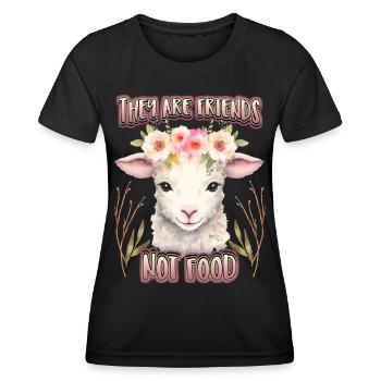 Sheep Sheep Funny Saying for Vegans - Women's Functional T-Shirt - black - Front - AI Model Female 172 light (172cm)