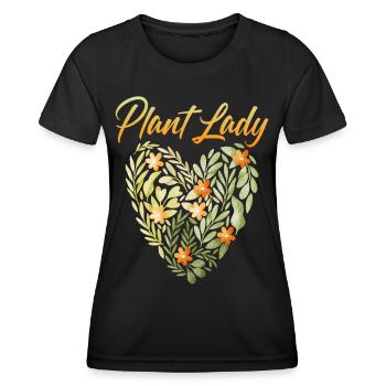 Plant-Lady, saying with a heart for plant fans - Women's Functional T-Shirt - black - Front - AI Model Female 172 light (172cm)