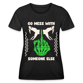 Frecher Spruch, Anti-Mobbing, Mittelfinger - Frauen Funktions-T-Shirt - Schwarz - Vorne - AI Model Female 172 light (172cm)