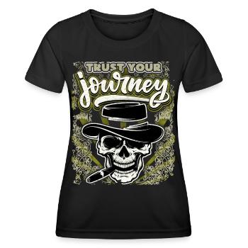 Lustiger Totenkopf Totenschädel mit Zigarre Spruch - Frauen Funktions-T-Shirt - Schwarz - Vorne - AI Model Female 172 light (172cm)