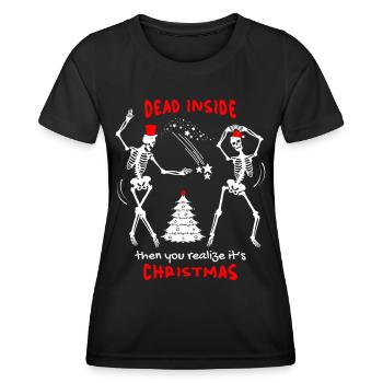Weihnachten lustiges Skelett, Totenkopf, Spruch - Frauen Funktions-T-Shirt - Schwarz - Vorne - AI Model Female 172 light (172cm)