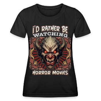 Horror Filme, Teufelsmaske, unheimlicher Zombie - Frauen Funktions-T-Shirt - Schwarz - Vorne - AI Model Female 172 light (172cm)