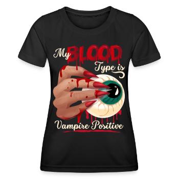 Vampire Blood, Bloodsucker Funny Saying - Women's Functional T-Shirt - black - Front - AI Model Female 172 light (172cm)