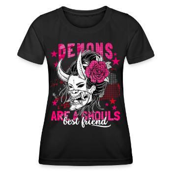 Anime Girl, Japanese Geisha, Japan Demon Saying - Women's Functional T-Shirt - black - Front - AI Model Female 172 light (172cm)