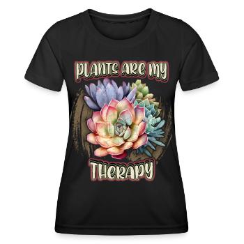 Sukkulenten, botanische Illustration, Spruch - Frauen Funktions-T-Shirt - Schwarz - Vorne - AI Model Female 172 light (172cm)