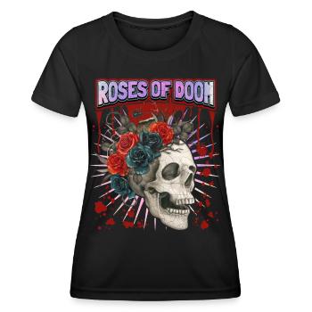 Vintage Skull, Skull with Roses, Saying - Women's Functional T-Shirt - black - Front - AI Model Female 172 light (172cm)